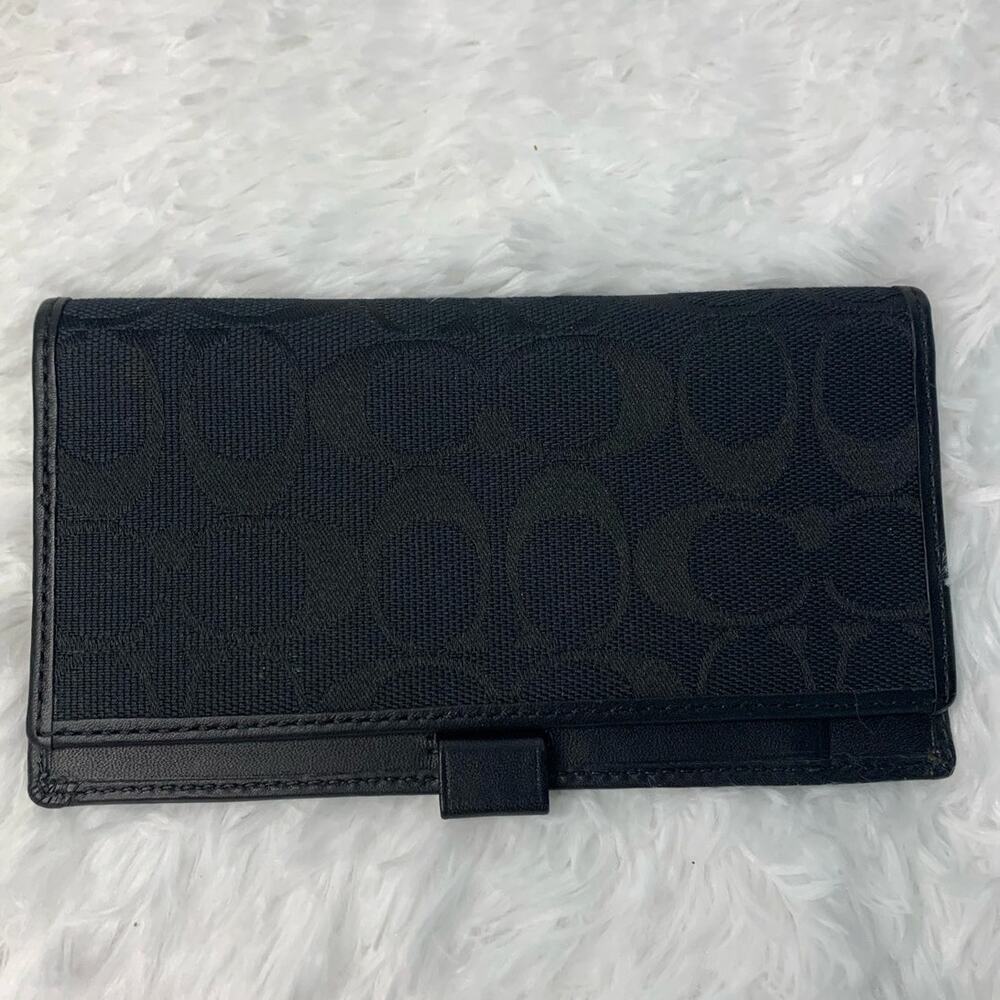 COACH Black Checkbook Holder